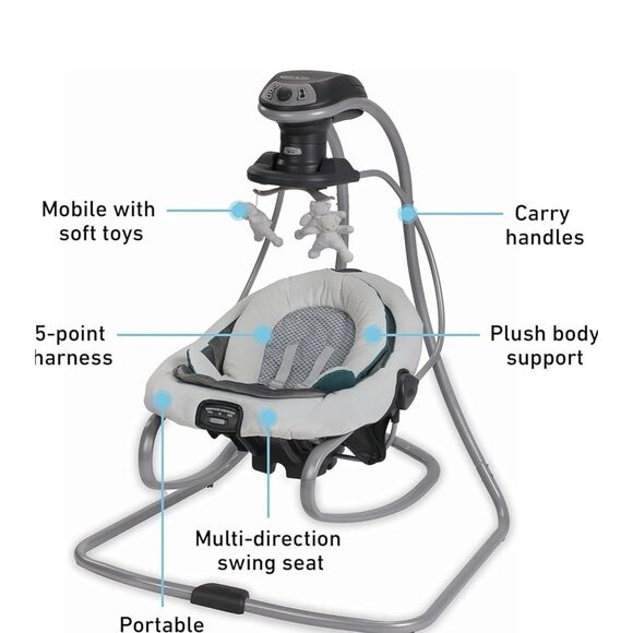 Graco DuetSoothe Swing and Rocker with Removable Swing Seat 6 Speeds for Infant - Picture 2 of 6